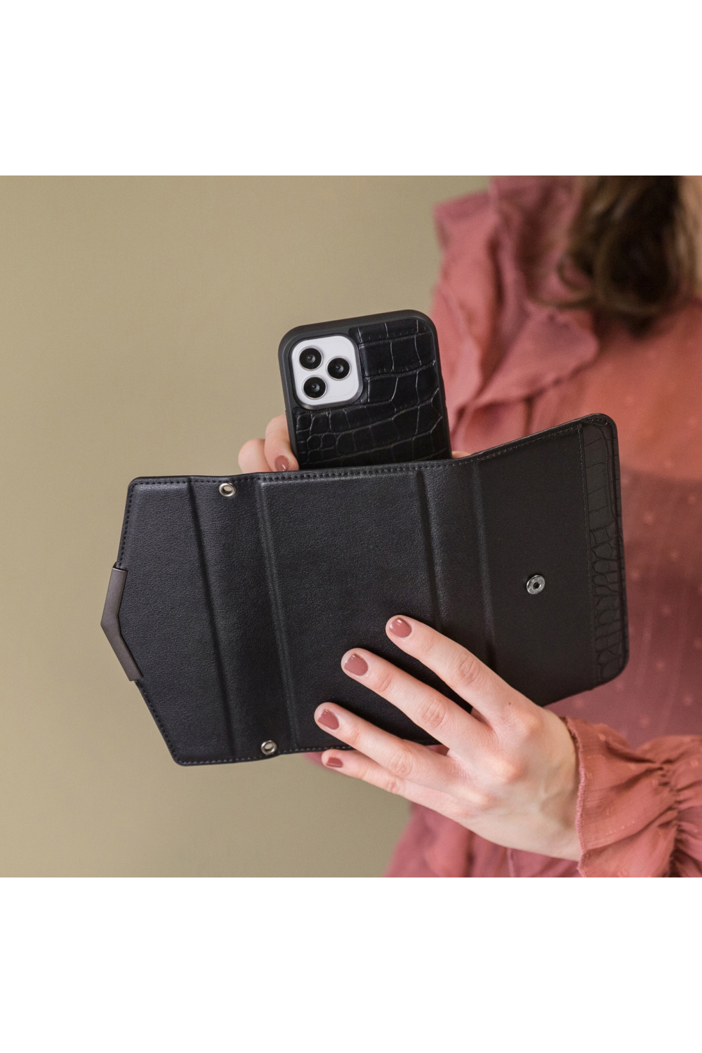 Mobilize 2In1 Elegant Magnet Clutch Apple Iphone 13 Mini Black Croco - Afbeelding 13