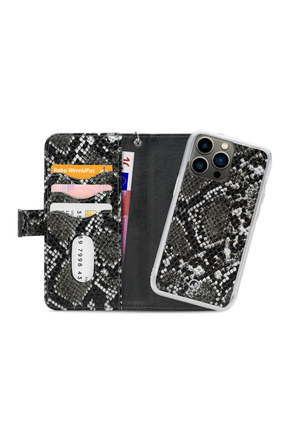 Mobilize 2In1 Magnet Zipper Case Apple Iphone 13 Pro Black/Snake - Afbeelding 4