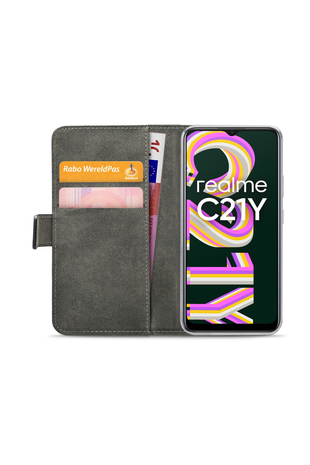 Mobilize Classic Gelly Wallet Book Case Realme C21Y Black - Afbeelding 4