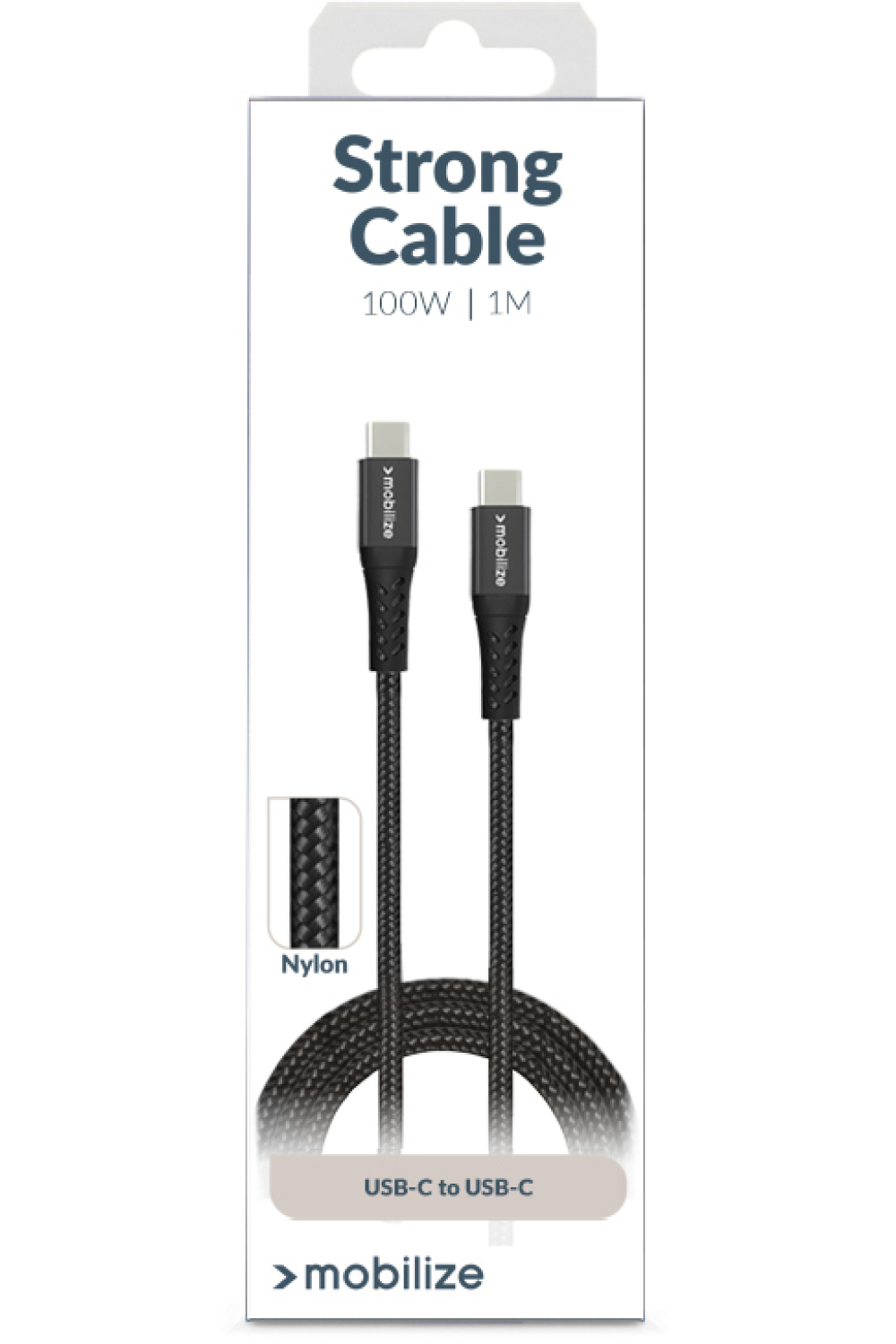 Mobilize Strong Nylon Cable Usb-C To Usb-C 1M. 100W Black - Afbeelding 7