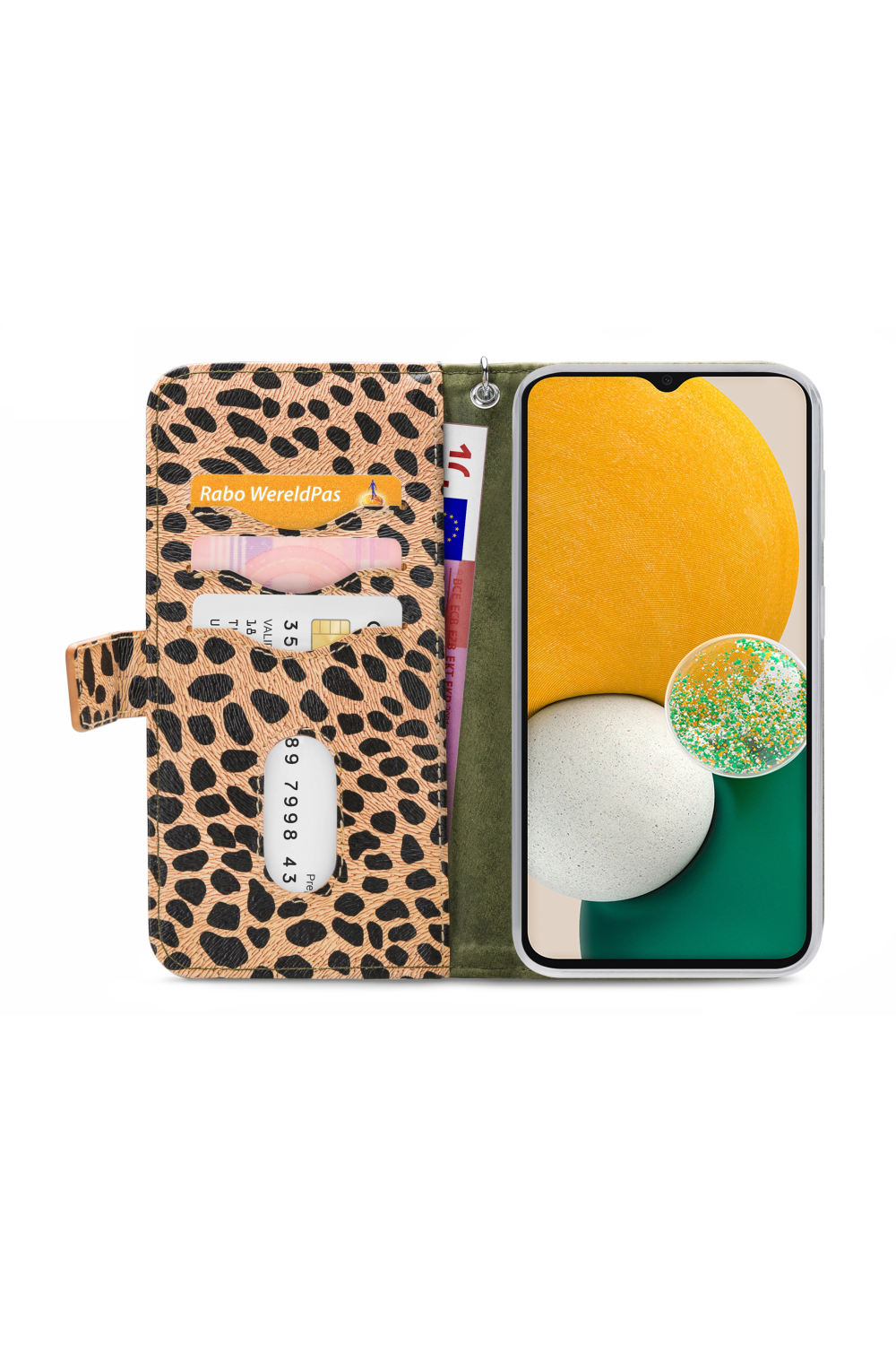 Mobilize 2In1 Magnet Zipper Case Samsung Galaxy A04S/A13 5G Olive/Leopard - Afbeelding 3