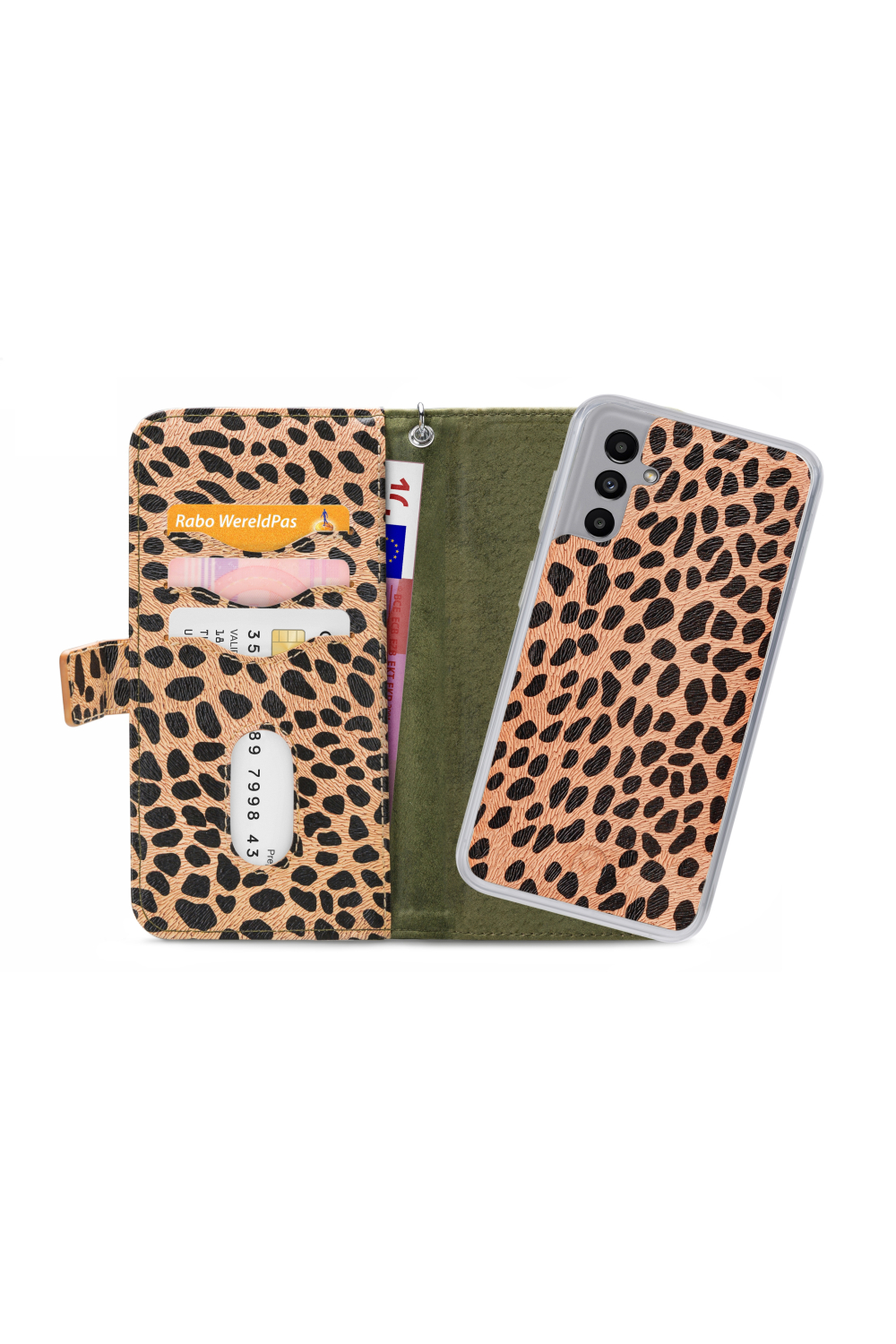 Mobilize 2In1 Magnet Zipper Case Samsung Galaxy A04S/A13 5G Olive/Leopard - Afbeelding 4