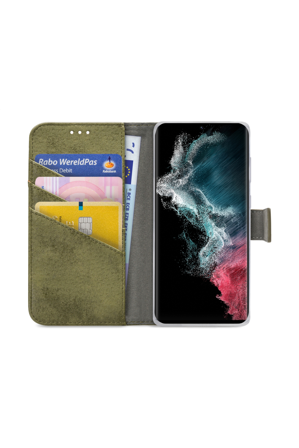 My Style Flex Wallet For Samsung Galaxy S22 Ultra 5G Olive - Afbeelding 3