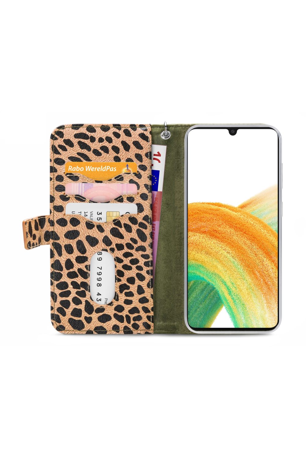 Mobilize 2In1 Magnet Zipper Case Samsung Galaxy A33 5G Olive/Leopard - Afbeelding 3