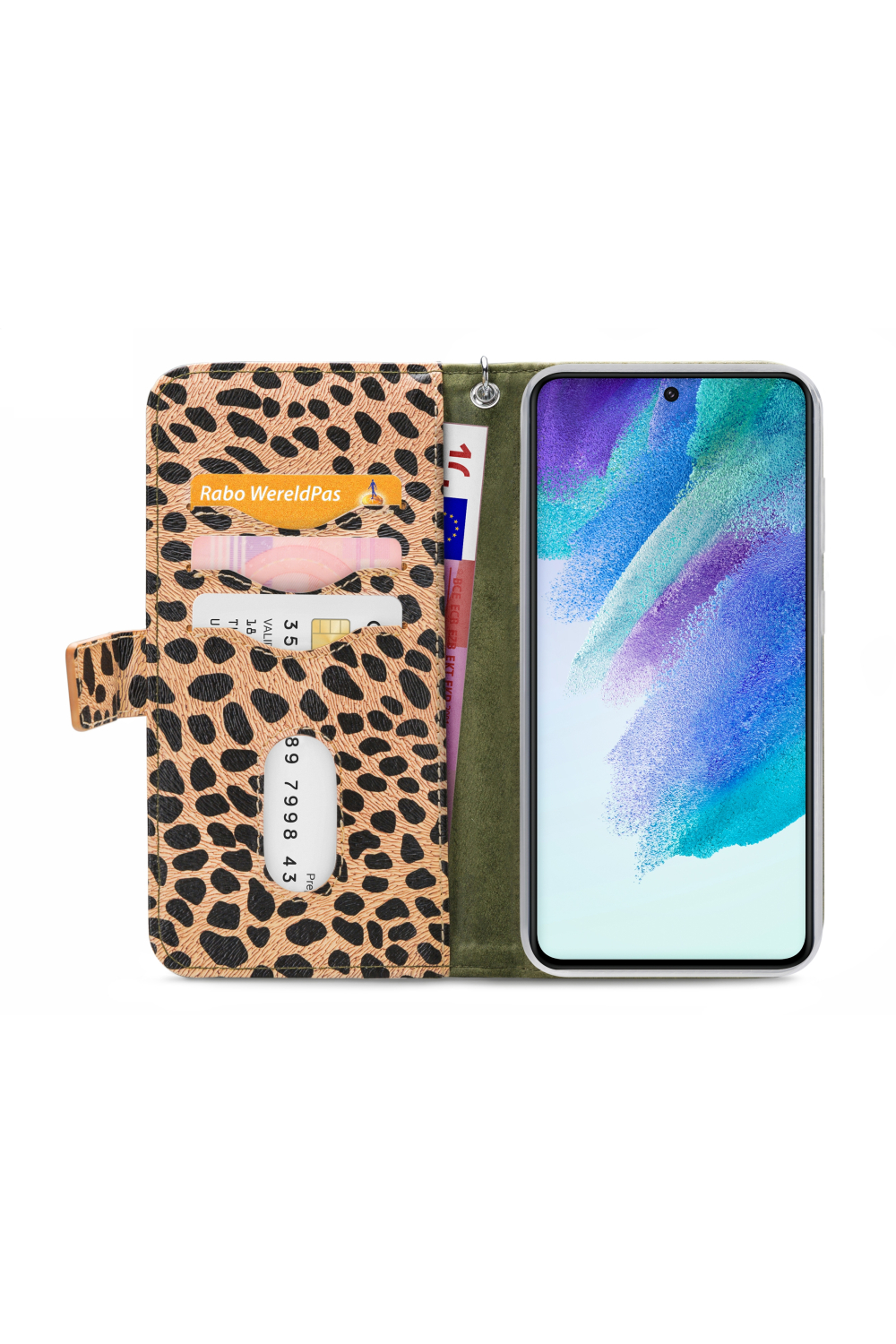 Mobilize 2In1 Magnet Zipper Case Samsung Galaxy S21 Fe 5G Olive/Leopard - Afbeelding 3