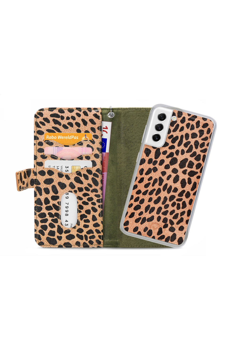 Mobilize 2In1 Magnet Zipper Case Samsung Galaxy S21 Fe 5G Olive/Leopard - Afbeelding 4