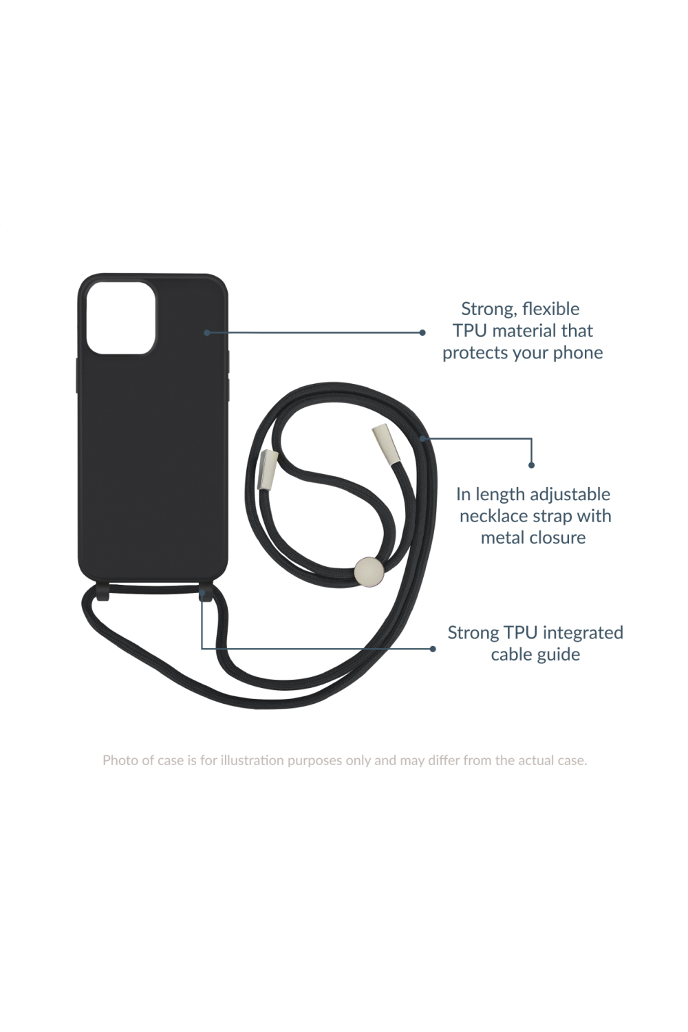 Mobilize Lanyard Gelly Case For Samsung Galaxy A22 5G Black - Afbeelding 5
