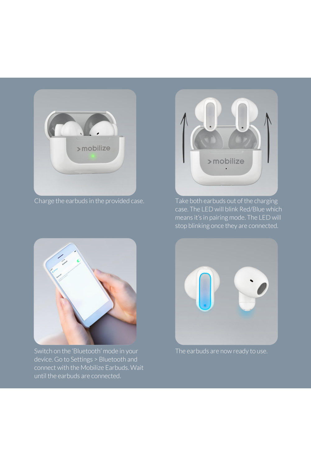 Mobilize Bluetooth Tws Earbuds Mini White - Afbeelding 6