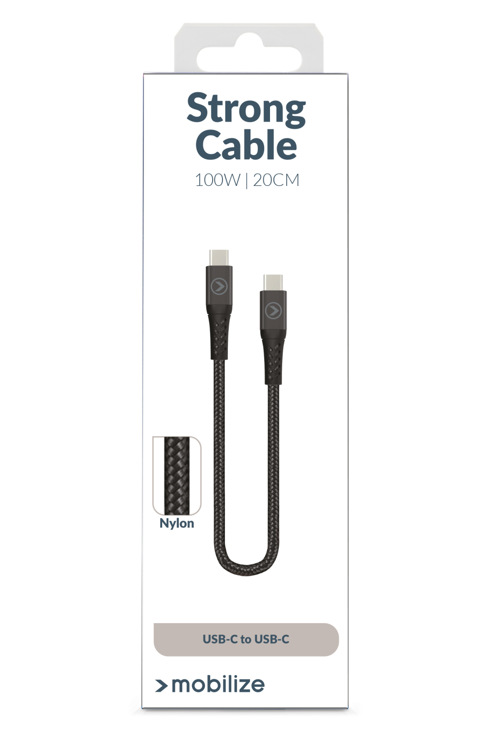 Mobilize Strong Nylon Cable Usb-C To Usb-C 20Cm. 100W Black - Afbeelding 6