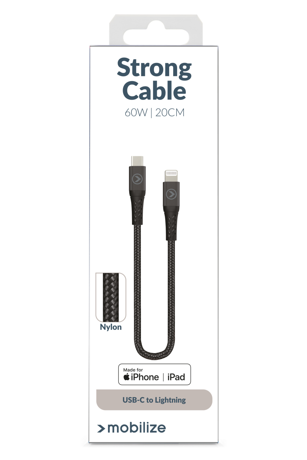 Mobilize Strong Nylon Cable Usb-C To Mfi Lightning 20Cm. 60W Black - Afbeelding 6