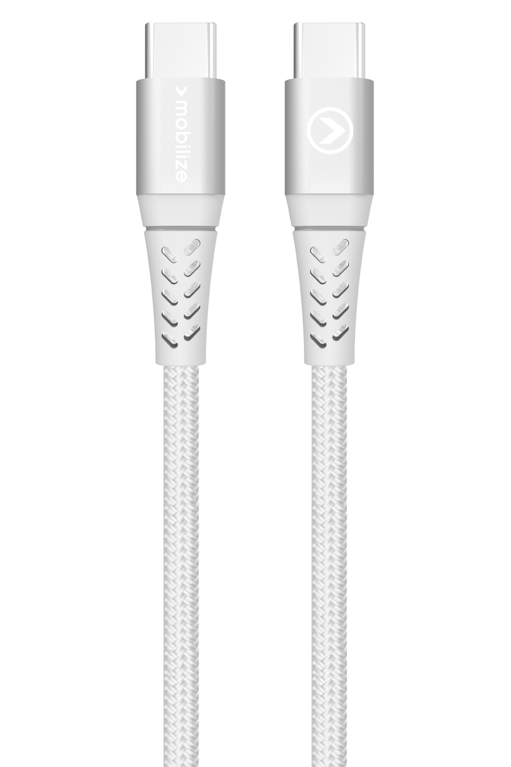Mobilize Strong Nylon Cable Usb-C To Usb-C 20Cm. 100W White - Afbeelding 2