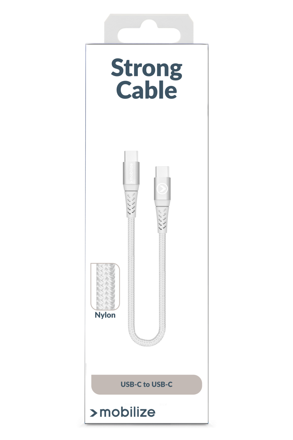 Mobilize Strong Nylon Cable Usb-C To Usb-C 20Cm. 100W White - Afbeelding 6
