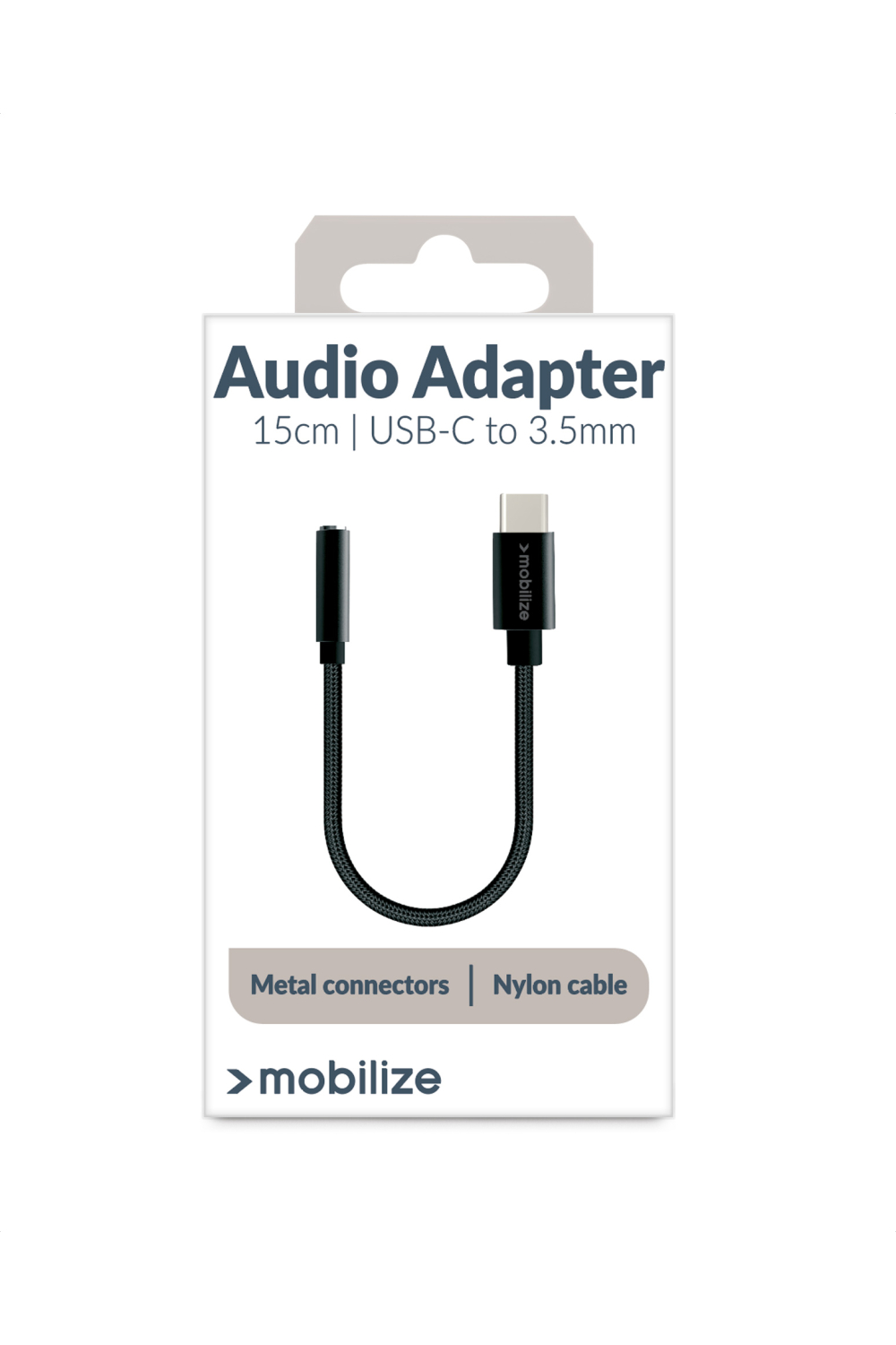 Mobilize Strong Nylon Audio Adapter Usb-C To 3.5Mm 15Cm Black - Afbeelding 4