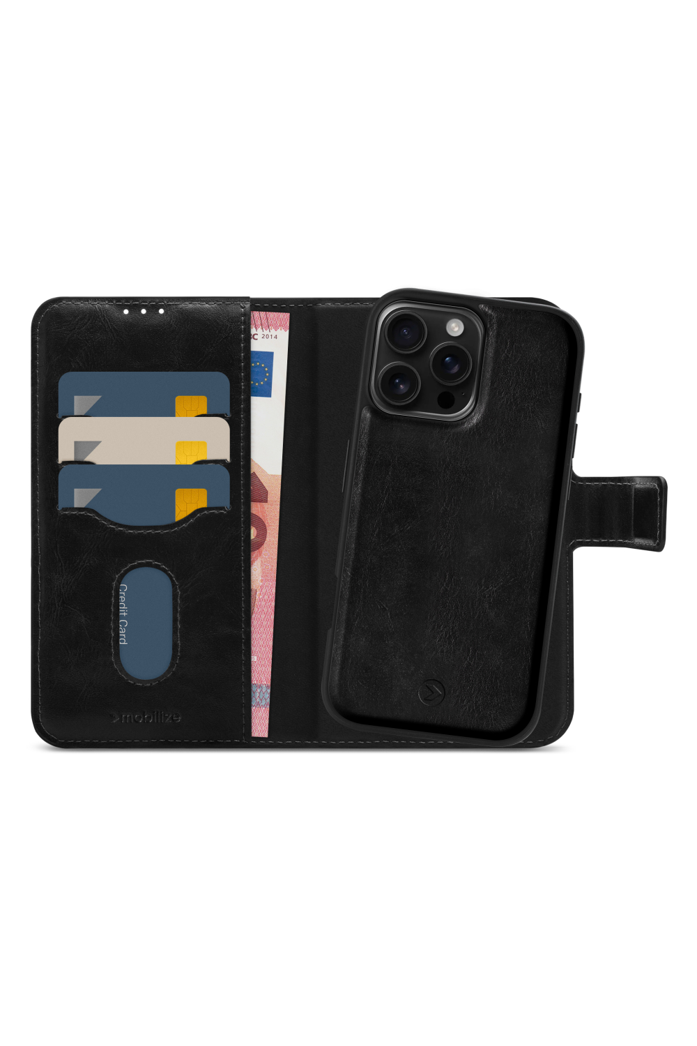 Mobilize 2In1 Magsafe Compatible Gelly Wallet Case Apple Iphone 16 Pro Max Black