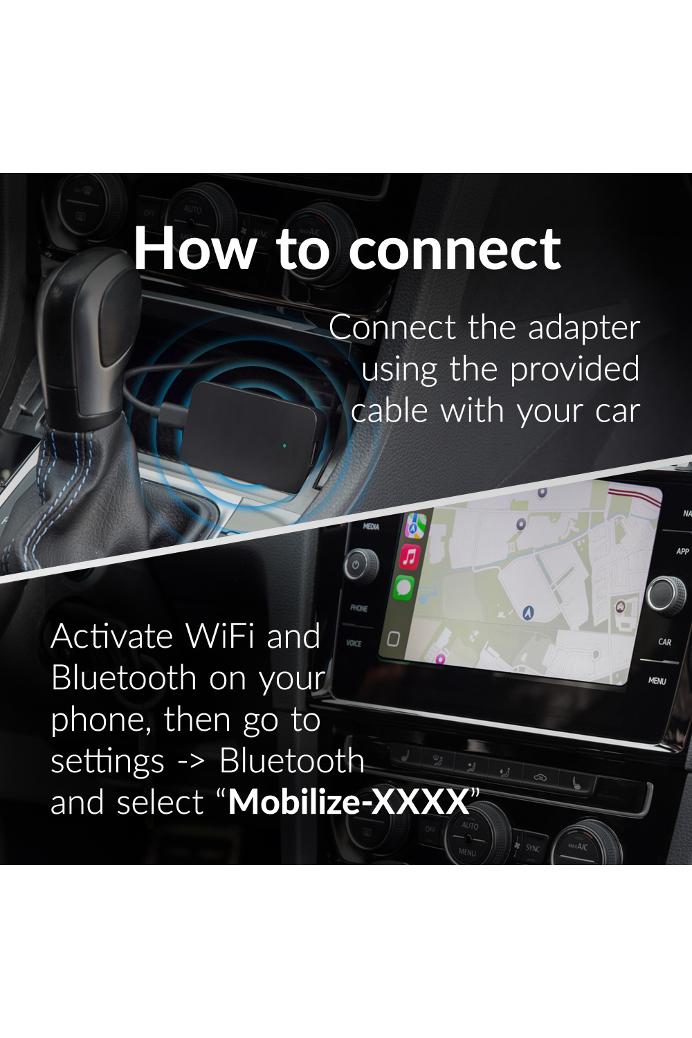 Mobilize Adapter For Wireless Apple Carplay/Android Auto Black - Afbeelding 3