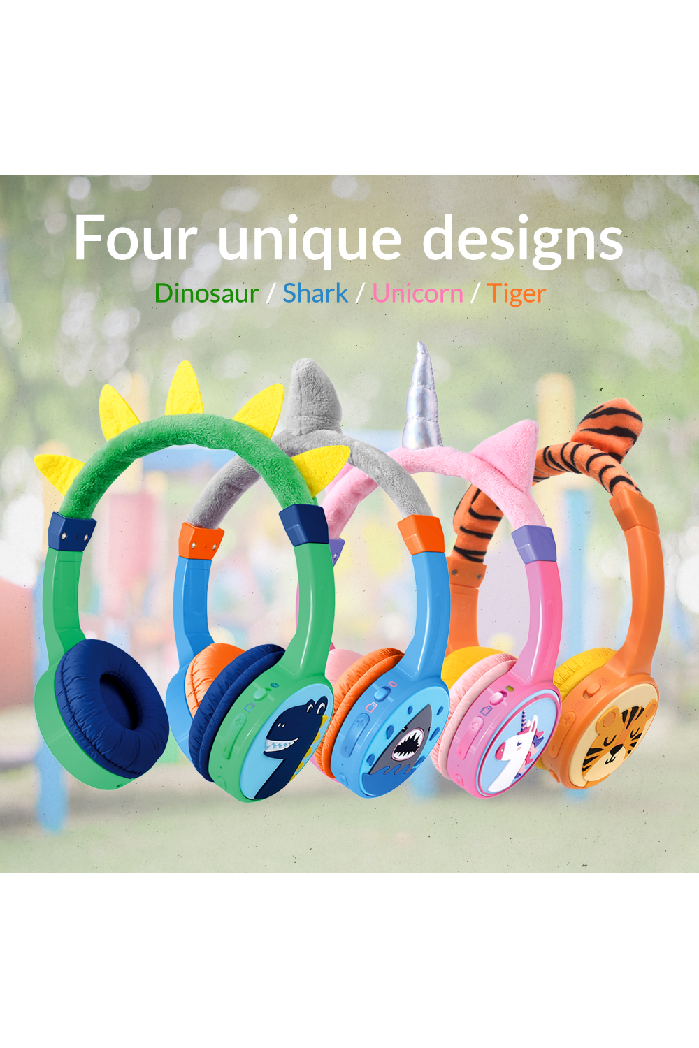Mobilize Wireless/Wired Over Ear Kids Headphone 85Db Tiger - Afbeelding 5