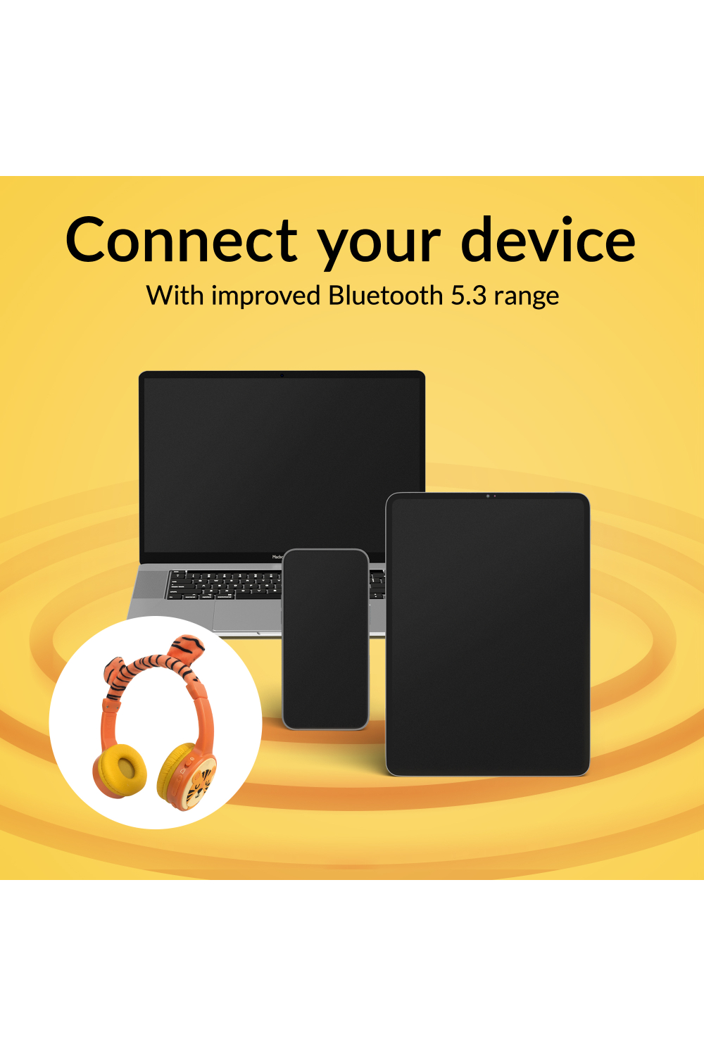 Mobilize Wireless/Wired Over Ear Kids Headphone 85Db Tiger - Afbeelding 7