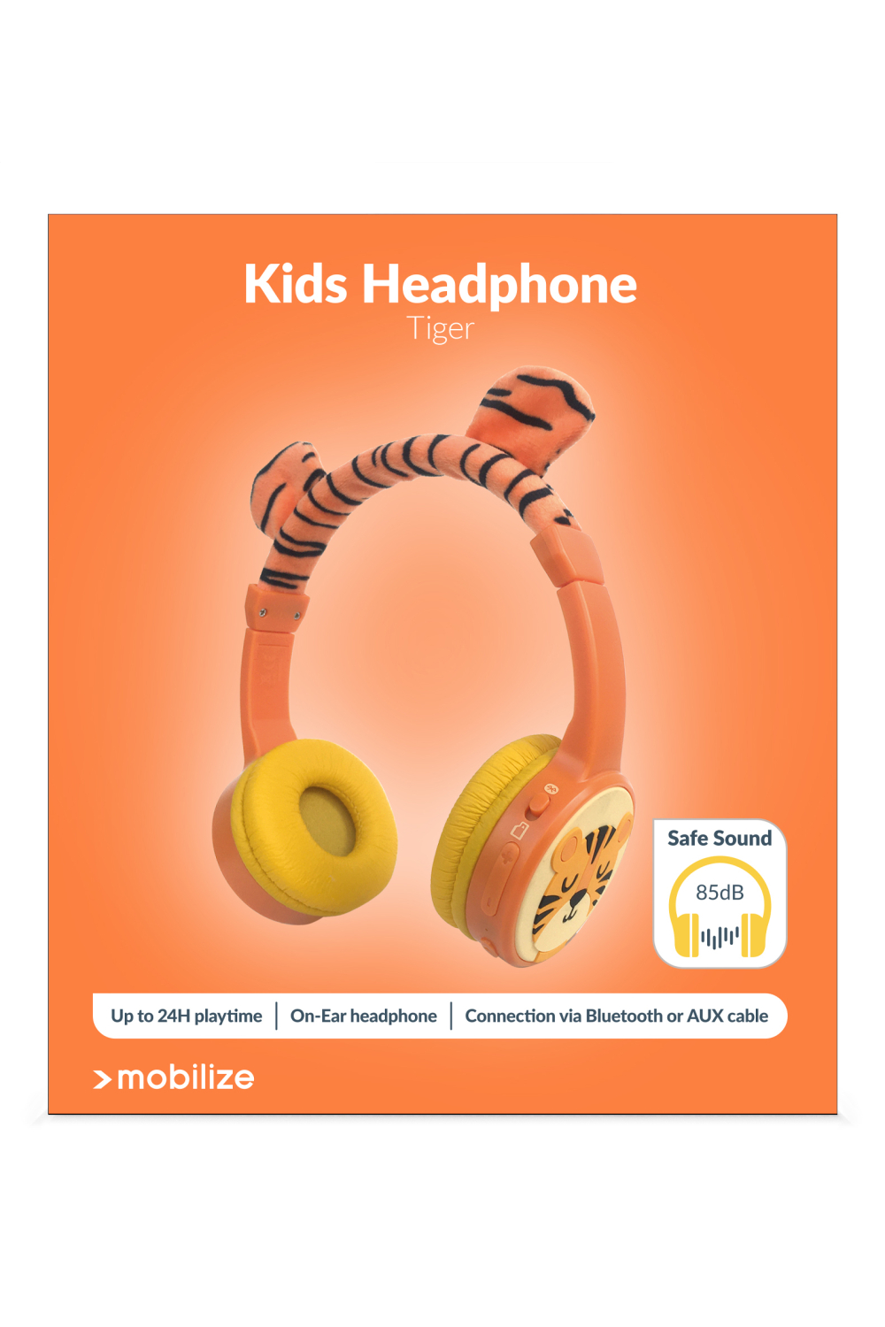 Mobilize Wireless/Wired Over Ear Kids Headphone 85Db Tiger - Afbeelding 9
