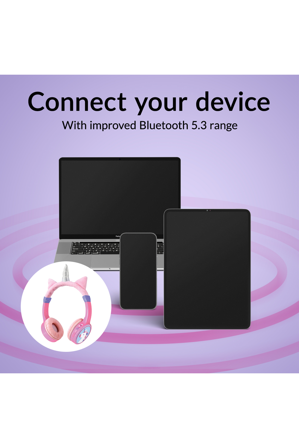 Mobilize Wireless/Wired Over Ear Kids Headphone 85Db Unicorn - Afbeelding 7