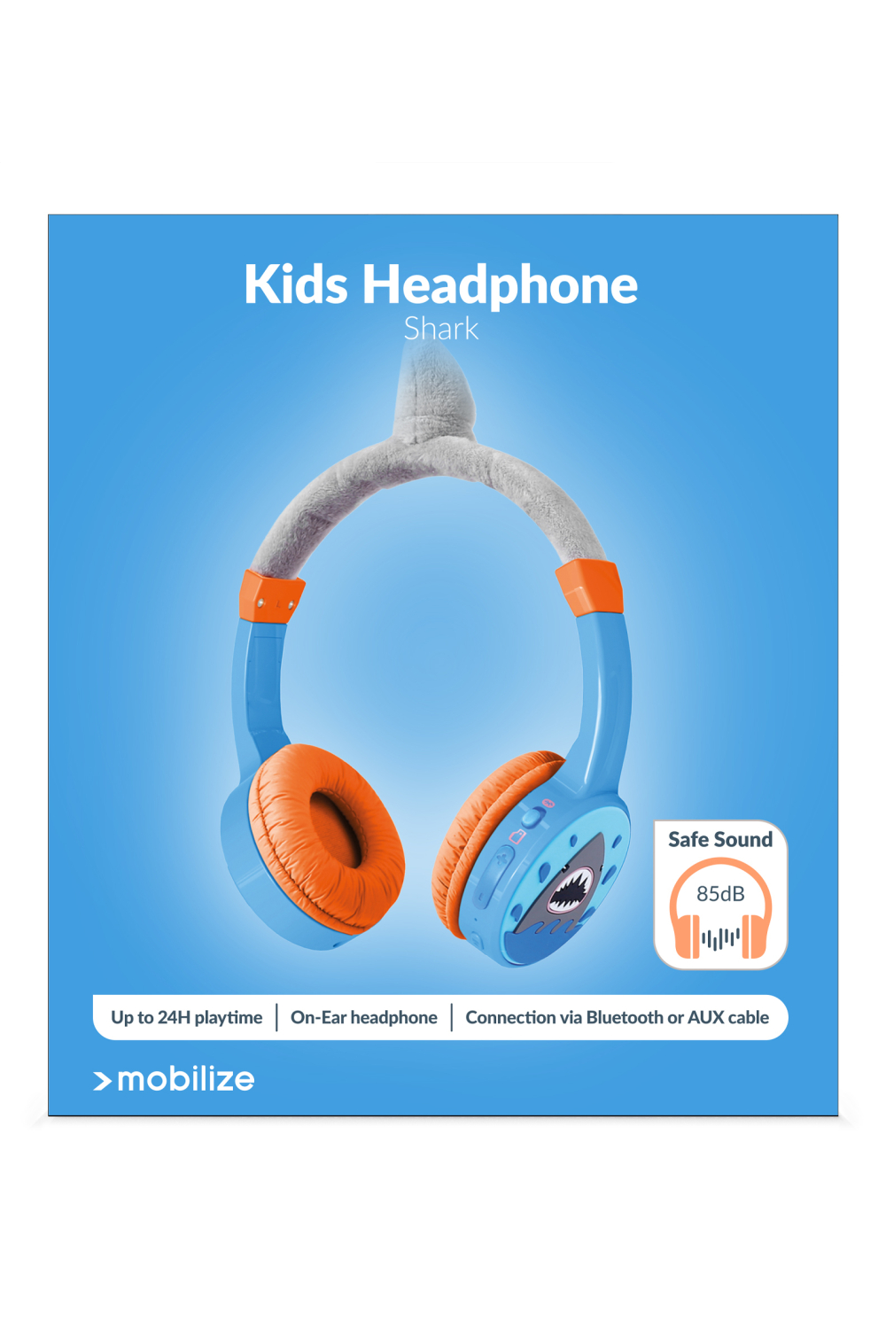 Mobilize Wireless/Wired Over Ear Kids Headphone 85Db Shark - Afbeelding 9