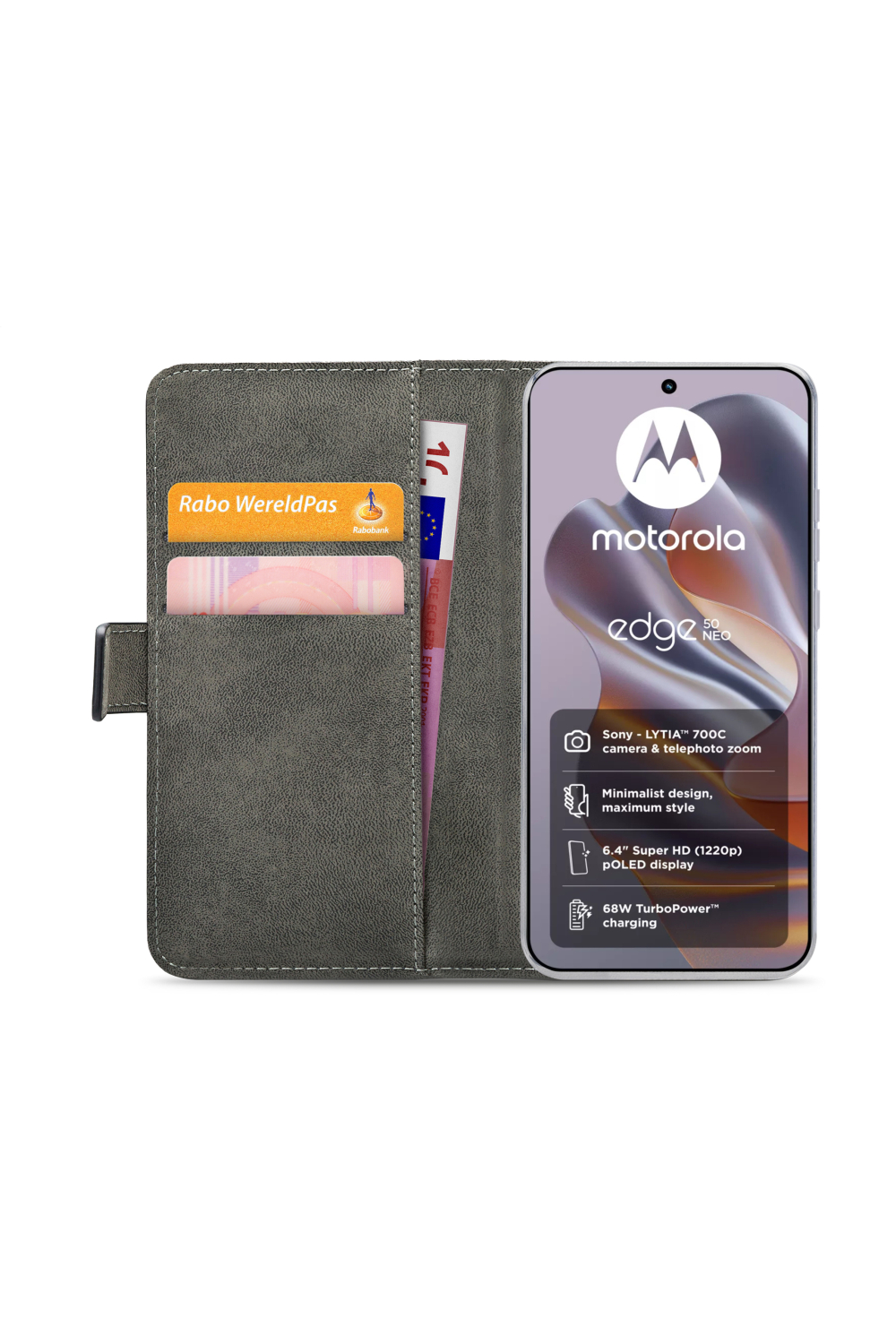 Mobilize Classic Gelly Wallet Book Case Motorola Edge 50 Neo Black - Afbeelding 4