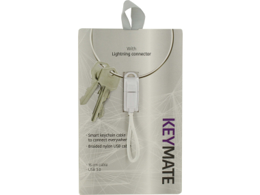 Keymate Charge/Sync Keychain Cable Nylon Braided Lightning White