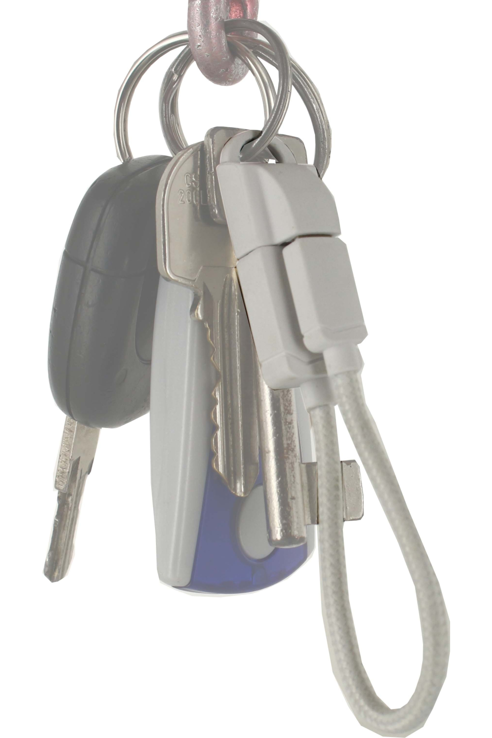 Keymate Charge/Sync Keychain Cable Nylon Braided Lightning White - Afbeelding 4