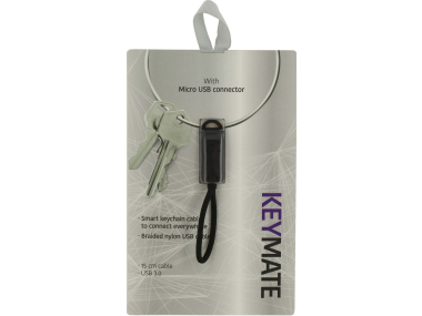Keymate Charge/Sync Keychain Cable Nylon Braided Micro Usb Black