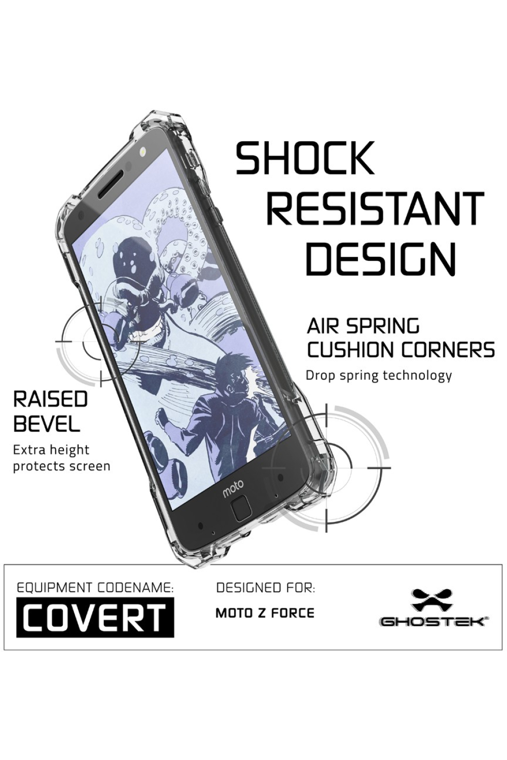Ghostek Covert Protective Case Motorola Moto Z Clear - Afbeelding 5