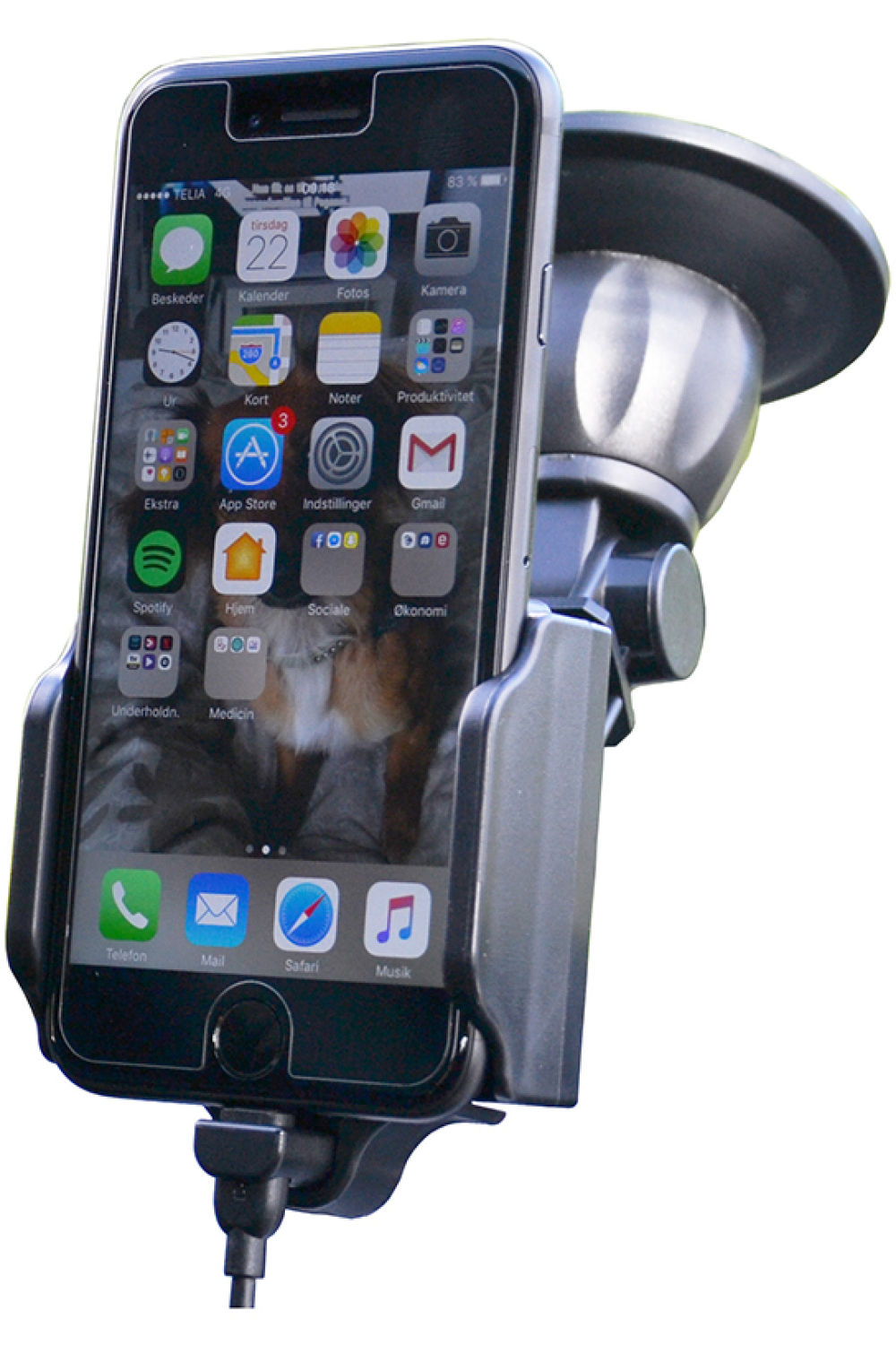 Kram 64405 Kram Fix2Car Adjustable Active Holder Window Incl. 2.1A Apple Lightning Car Charger 58-95Mm