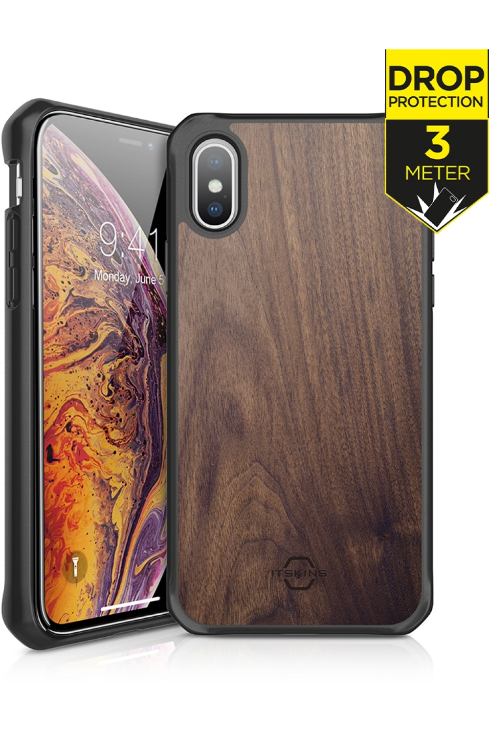 Itskins Level 2 Hybridfusion For Apple Iphone Xs Max Dark Wood