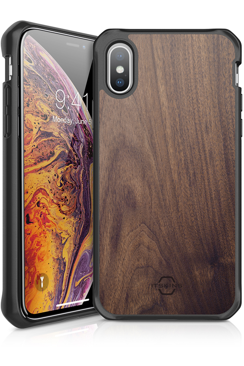 Itskins Level 2 Hybridfusion For Apple Iphone Xs Max Dark Wood - Afbeelding 2