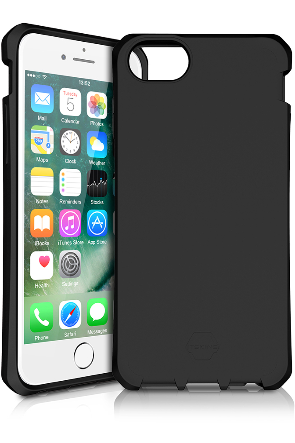 Itskins Level 2 Spectrumsolid For Apple Iphone 6/6S/7/8/Se (2020/2022) Plain Black - Afbeelding 2