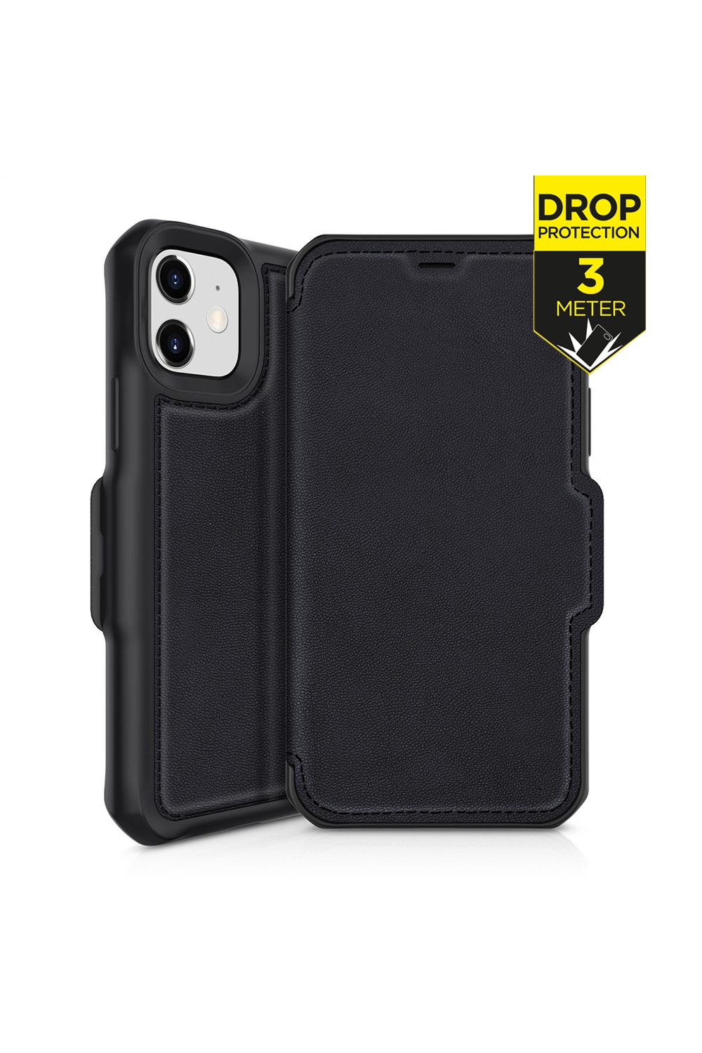 Itskins Level 2 Hybridfolio Leather For Apple Iphone 12 Mini Pure Black