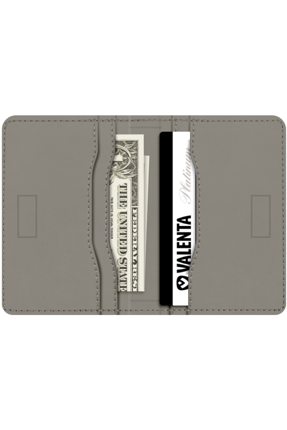Valenta Leather Card Wallet Snap Grey - Afbeelding 5