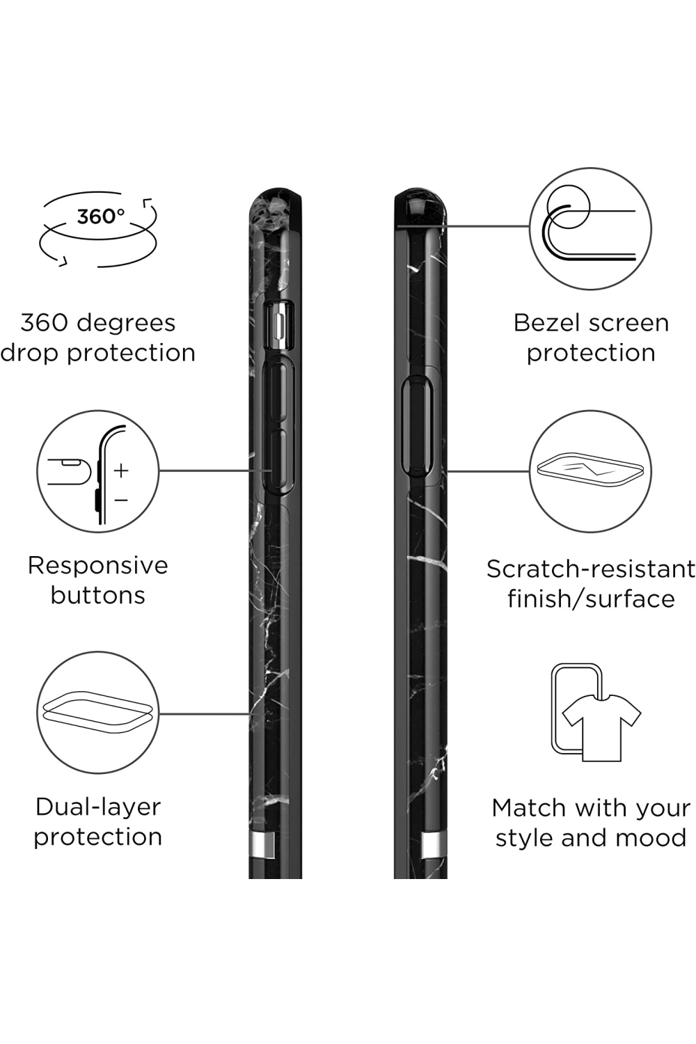 Richmond & Finch Freedom Series One-Piece Apple Iphone 13 Pro Black Marble - Afbeelding 7