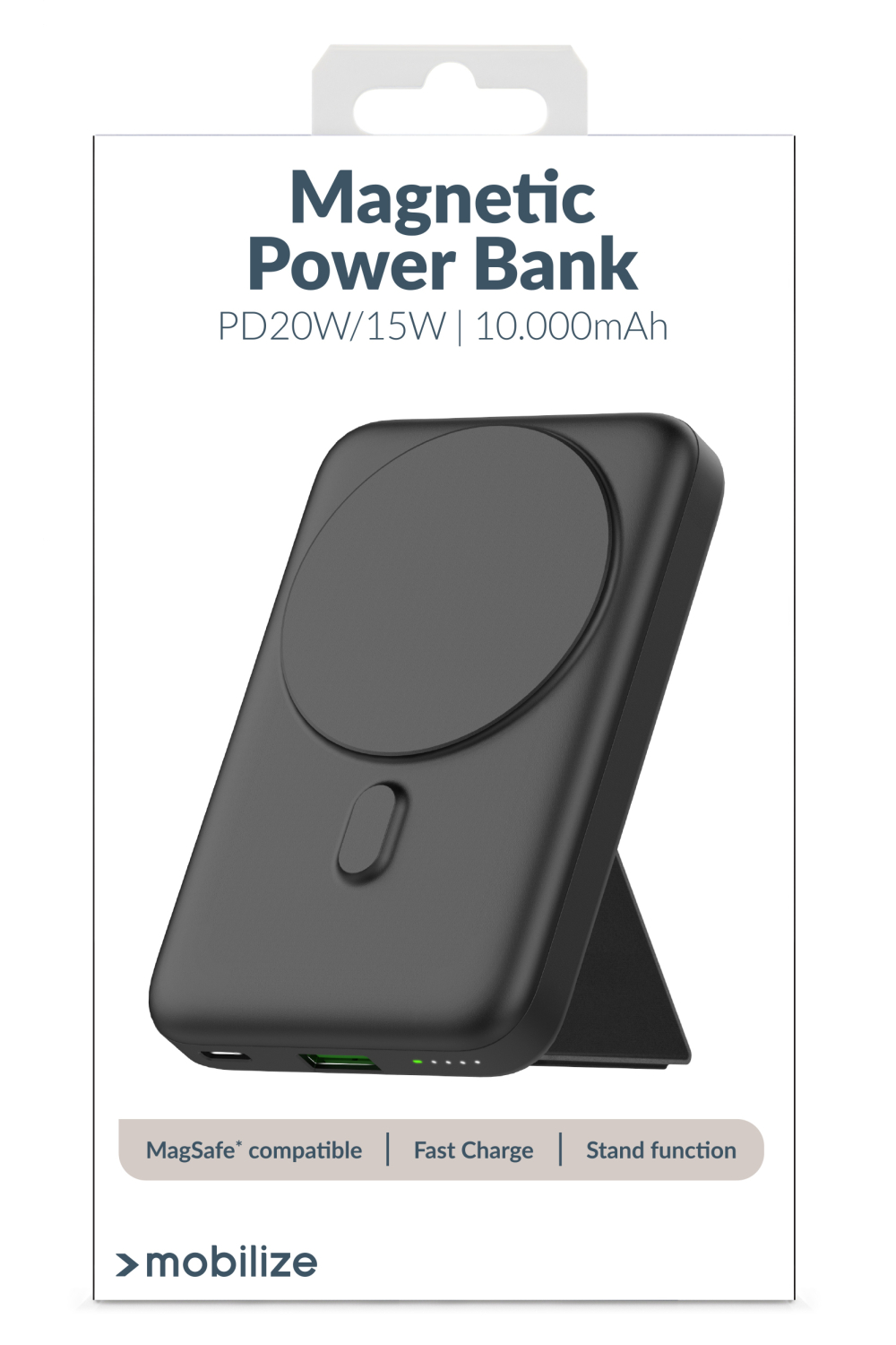 Mobilize Magnetic Wireless Magsafe Compatible Pd Stand Power Bank 10000Mah 15W Black - Afbeelding 8