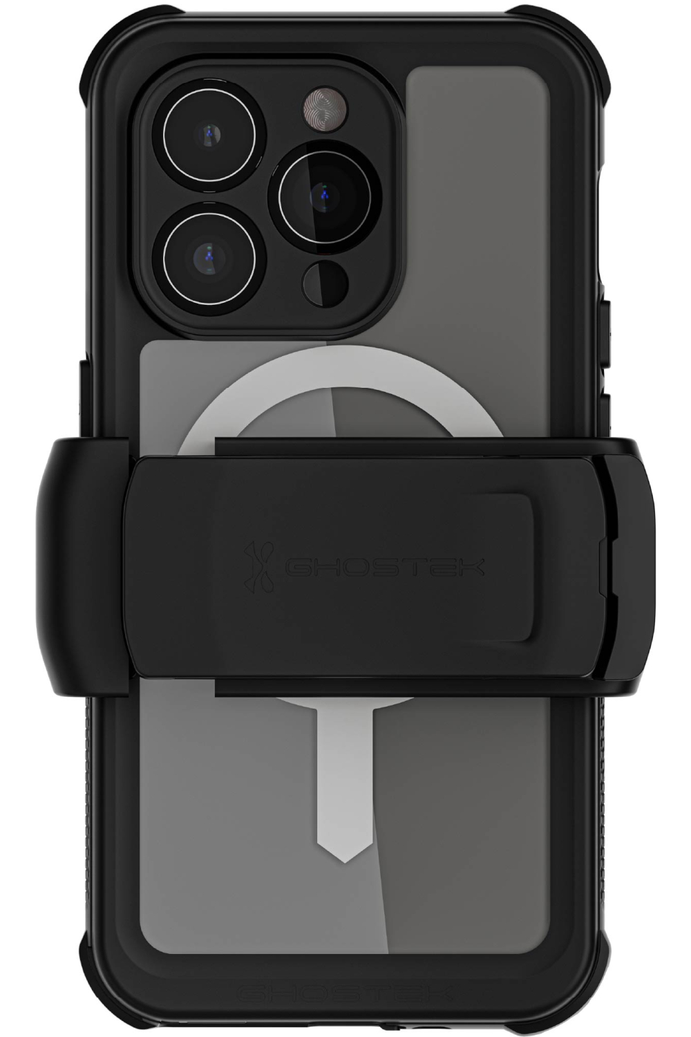 Ghostek Nautical Waterproof Magsafe Case + Belt Swivel Holster Apple Iphone 15 Pro Clear