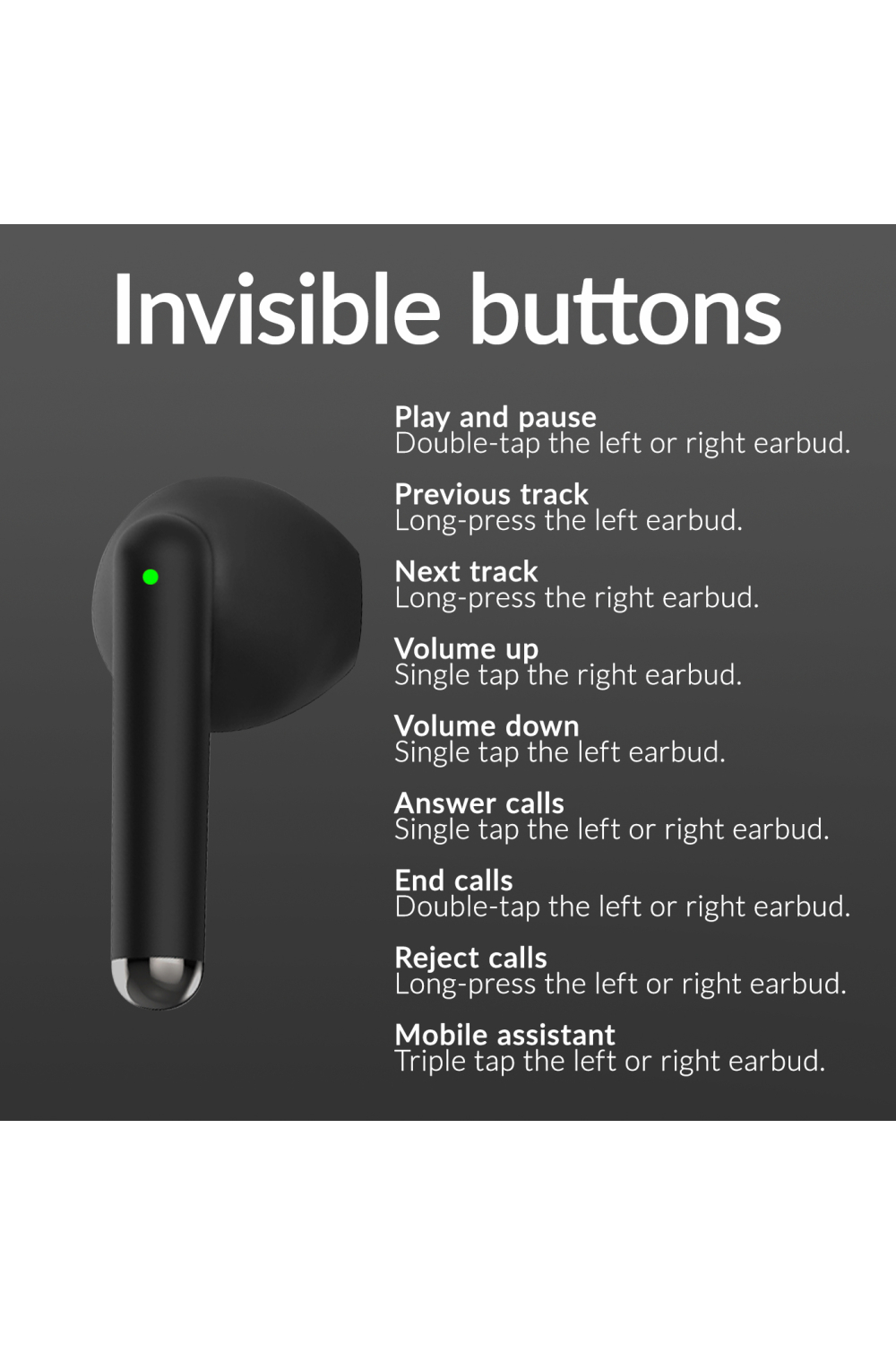 Mobilize Tws Earbuds Black - Afbeelding 5