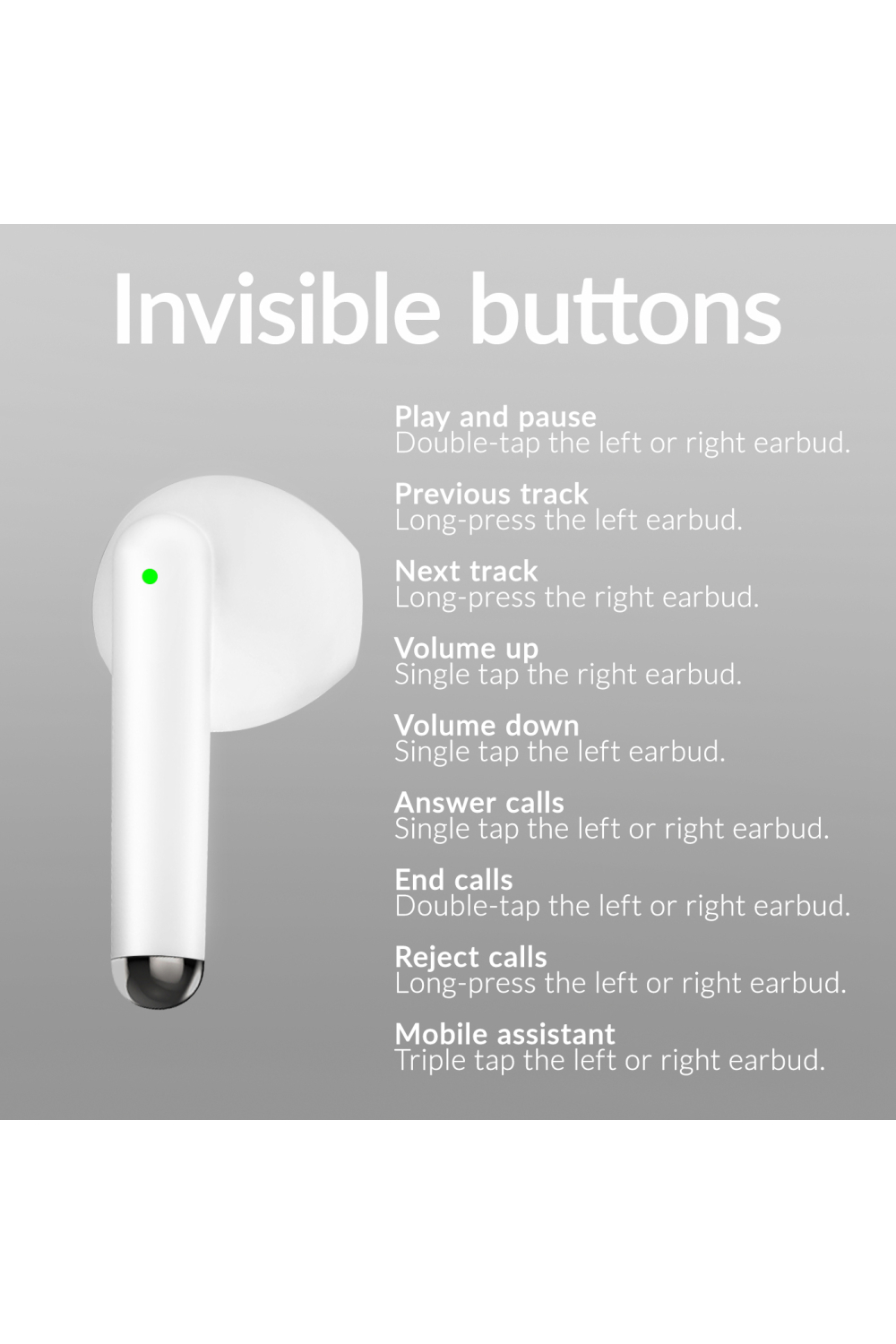 Mobilize Tws Earbuds White - Afbeelding 5
