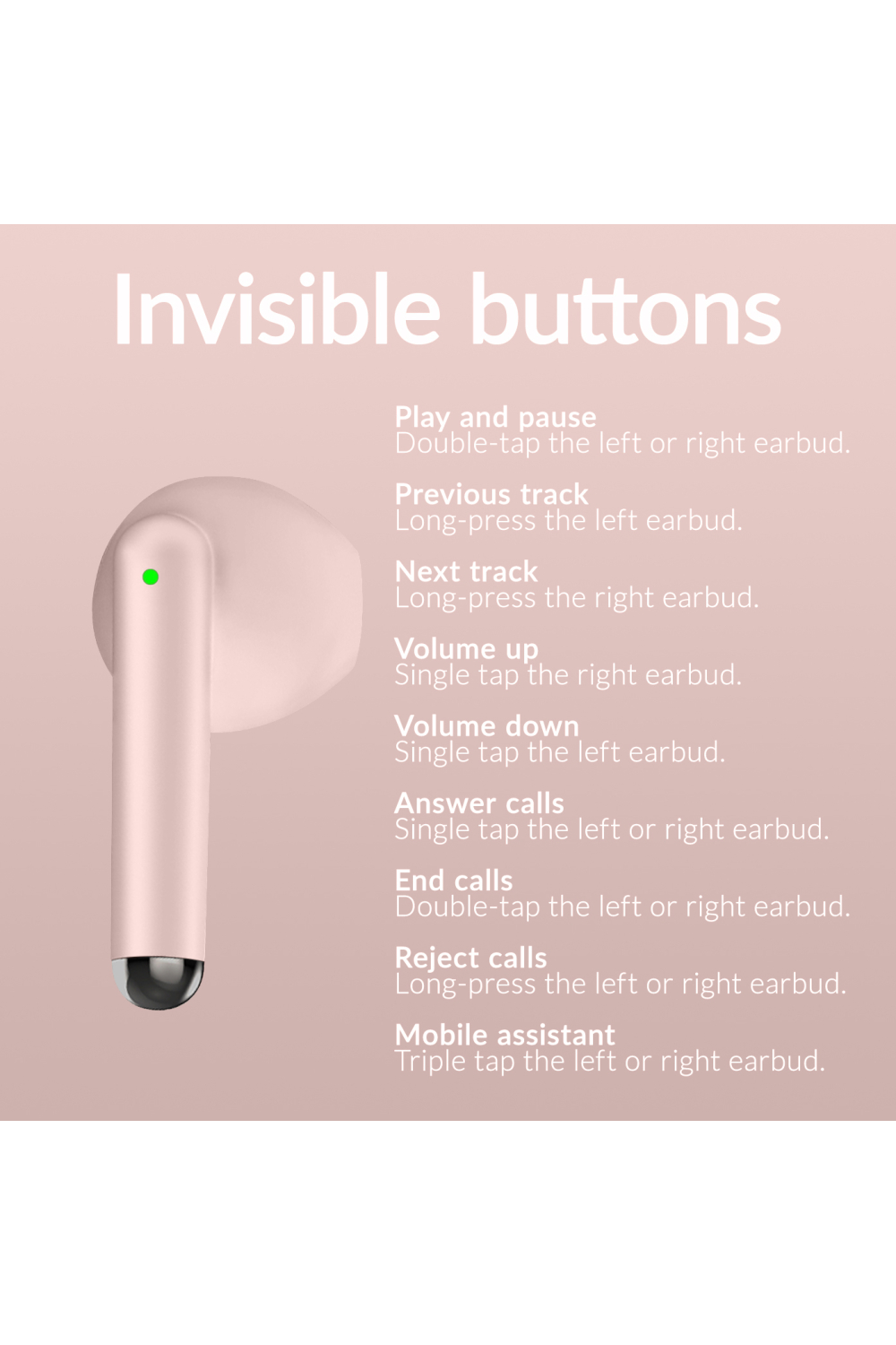 Mobilize Tws Earbuds Pastel Pink - Afbeelding 5