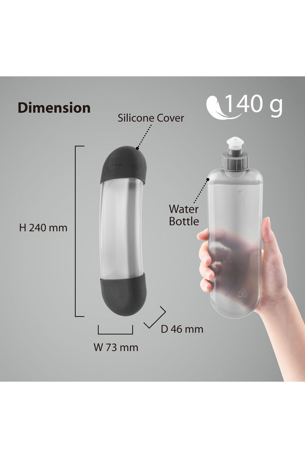 Bone Sport Bottle Clear/Black - Afbeelding 7