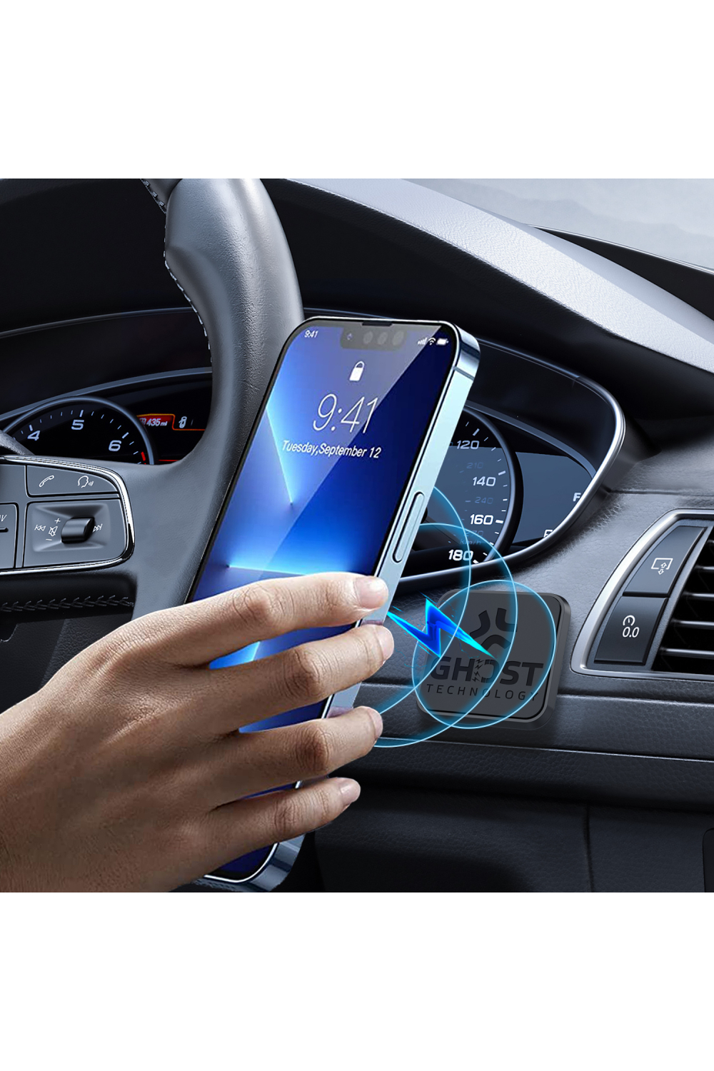 Celly Ghostfix Universal Magnetic Car Holder + 3 Metal Plates Xl Black - Afbeelding 6