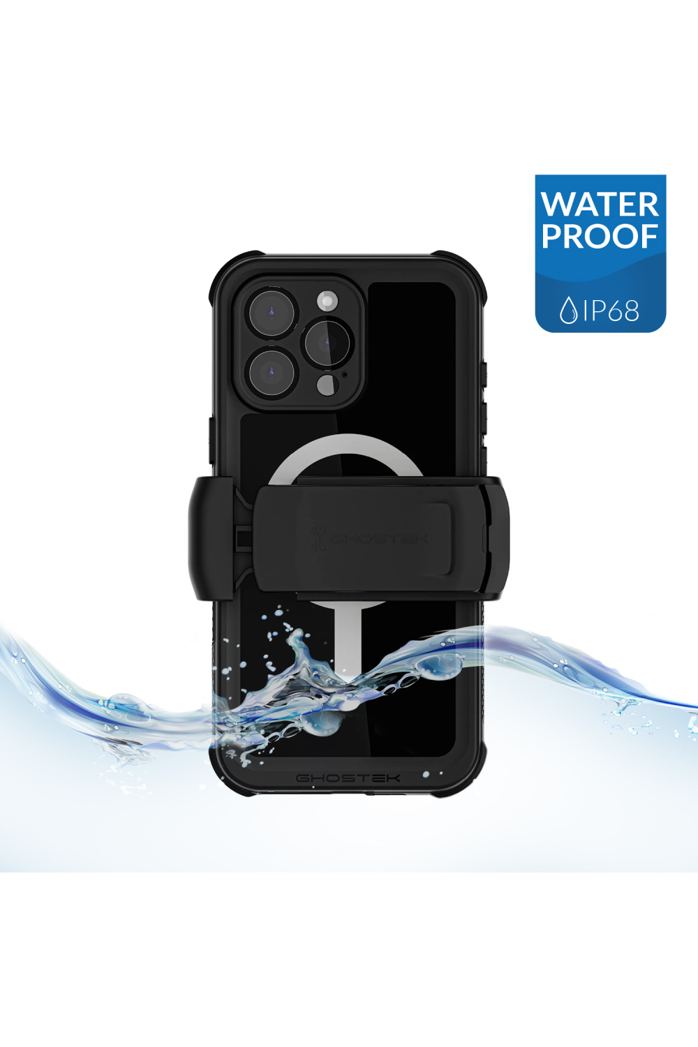 Ghostek Nautical Waterproof Magsafe Case + Belt Swivel Holster Apple Iphone 16 Pro Max Black