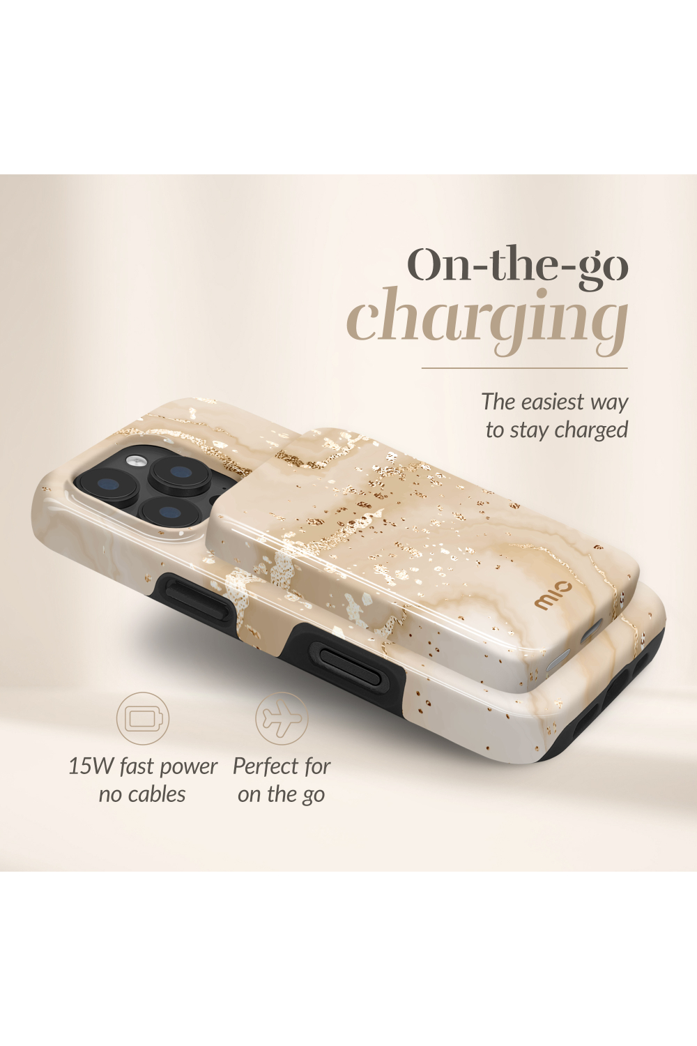 Mio By Mobilize Mio Powerbank 5000Mah With Double Sided Magsafe Compatibility Gold Marble - Glossy - Afbeelding 2