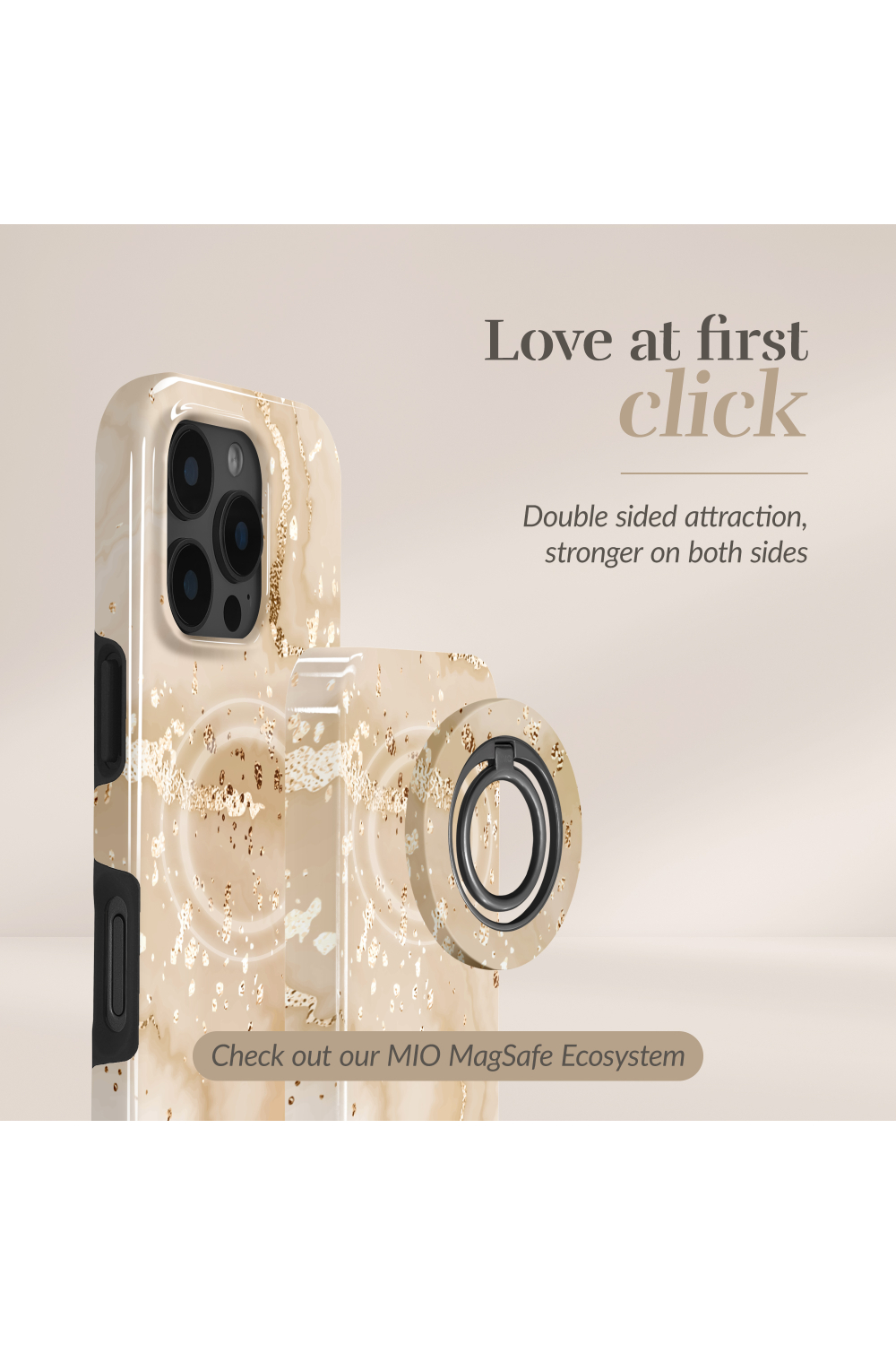 Mio By Mobilize Mio Powerbank 5000Mah With Double Sided Magsafe Compatibility Gold Marble - Glossy - Afbeelding 4