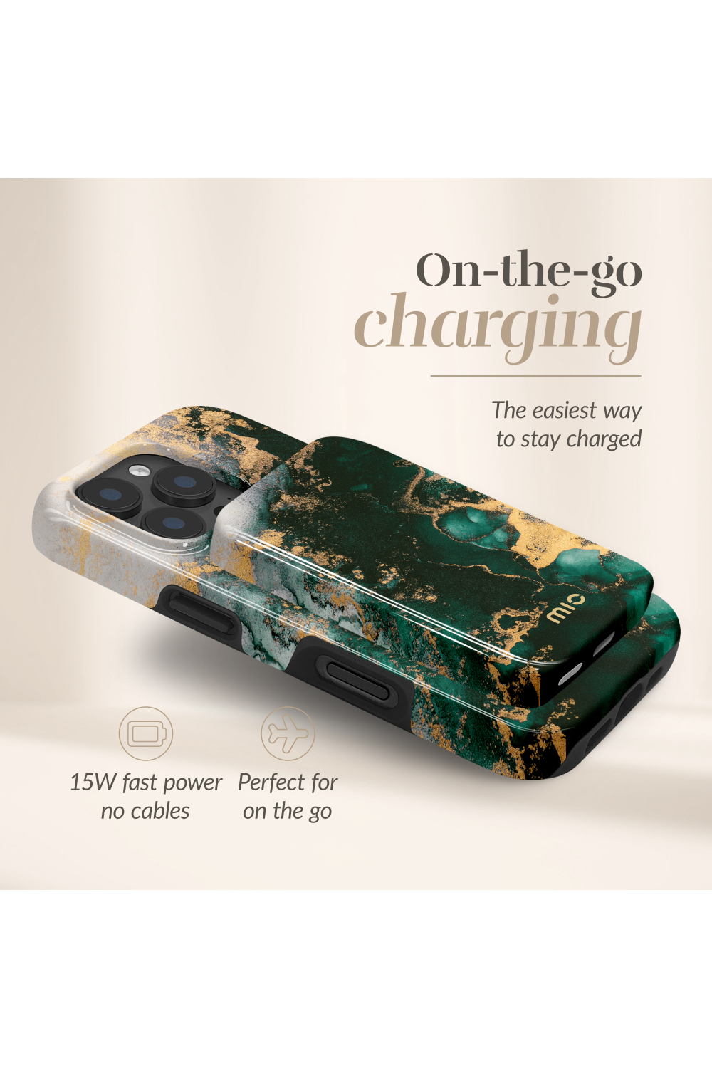Mio By Mobilize Mio Powerbank 5000Mah With Double Sided Magsafe Compatibility Green Marble - Glossy - Afbeelding 2