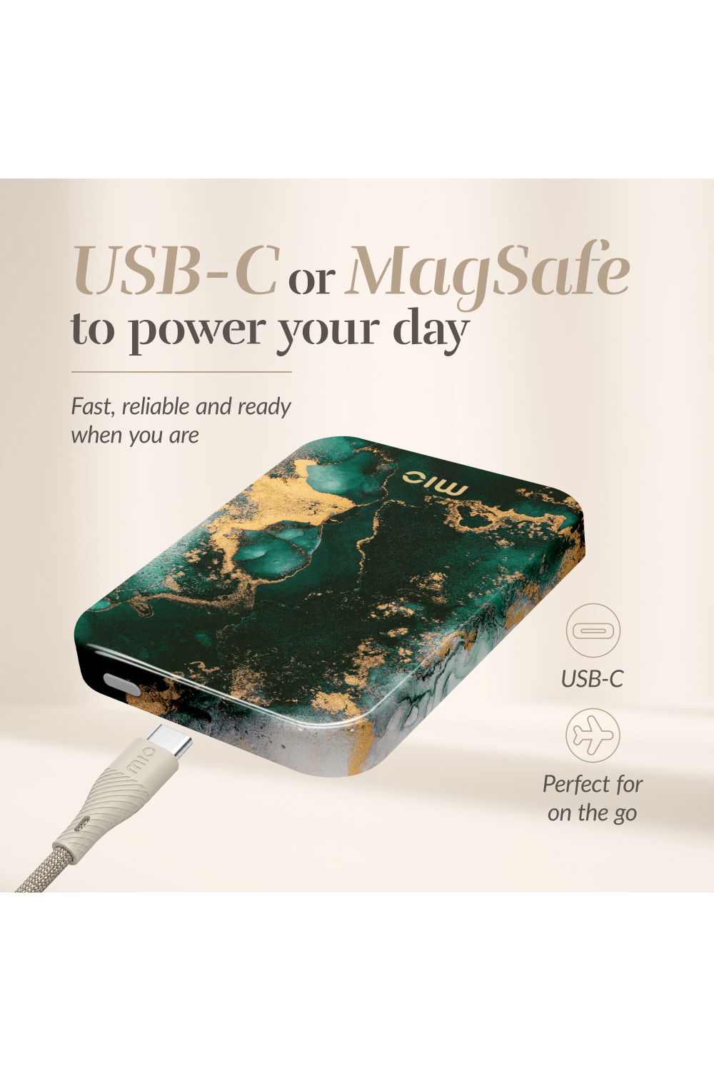 Mio By Mobilize Mio Powerbank 5000Mah With Double Sided Magsafe Compatibility Green Marble - Glossy - Afbeelding 7