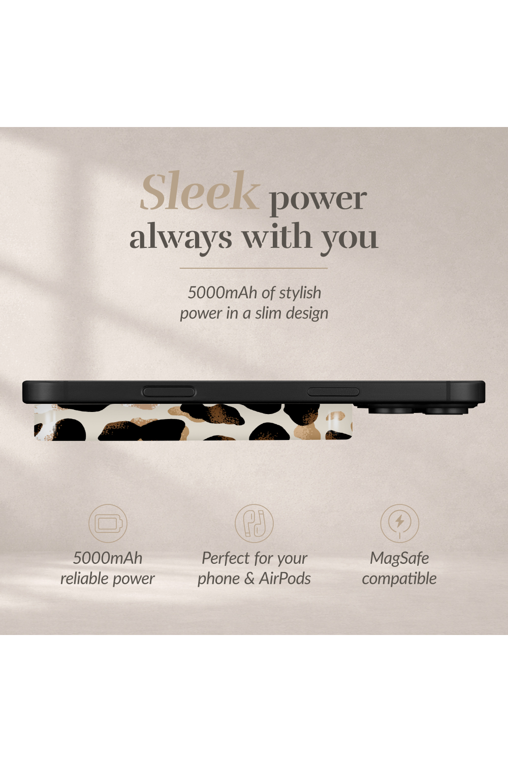 Mio By Mobilize Mio Powerbank 5000Mah With Double Sided Magsafe Compatibility  Leopard - Matt - Afbeelding 5