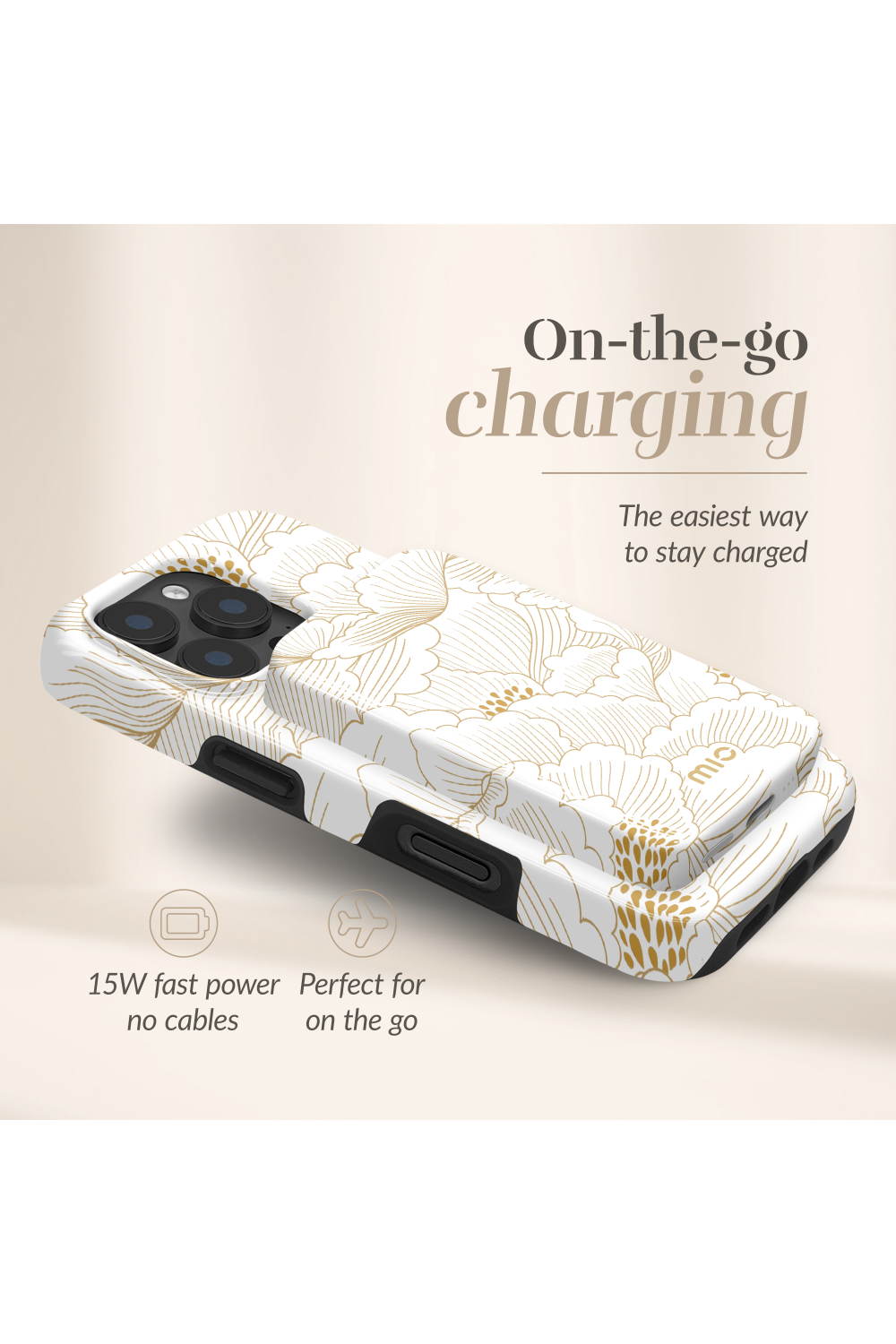 Mio By Mobilize Mio Powerbank 5000Mah With Double Sided Magsafe Compatibility White Roses - Glossy - Afbeelding 2
